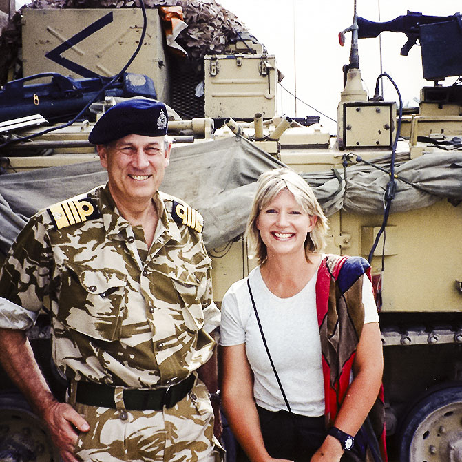 dmdc’s Diana Muriel with Chief of the Defence Staff, Admiral Sir Michael Boyce, Basra 2003.
